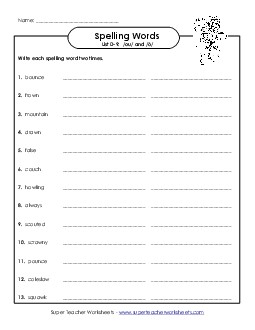 Write Twice (D-9) Spelling D Worksheet