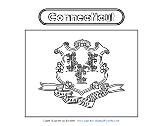 Connecticut Flag Coloring Page States Individual Worksheet