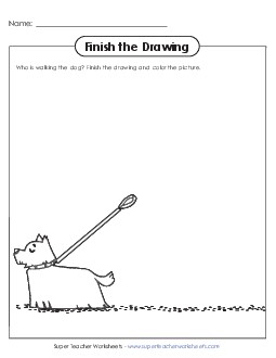 Dog Walk Finish The Drawing Worksheet