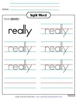 Trace the Word: Really Sight Words Individual Worksheet