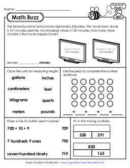 Math Buzz: Week 7 Worksheets 31 through 35 Daily Math Review Worksheet