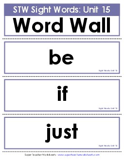 Pocket Chart or  Word Wall (Unit 15) Sight Words Worksheet