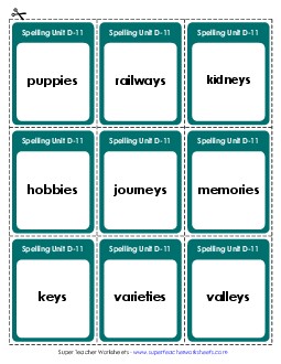 Flashcards (D-11) Spelling D Worksheet