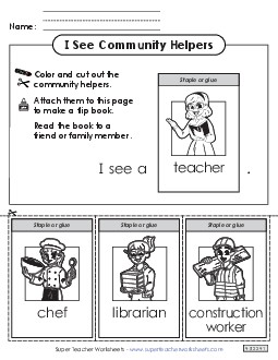 Community Helpers Flip Book #3 Worksheet