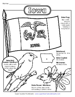 Iowa State Symbols Coloring Page Free States Individual Worksheet