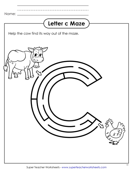 aLowercase Letter c Maze