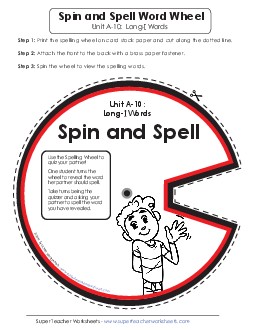 Spin and Spell (A-10) Spelling A Worksheet