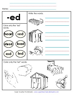 Worksheet 2 (-ed Words) Word Families Worksheet