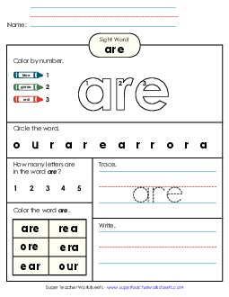 Worksheet 4: Are Sight Words Individual Worksheet