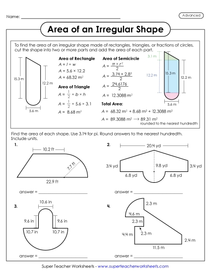 New Area of Irregular Shapes How-To and Practice Worksheet New Area of Irregular Shapes How-To and Practice Worksheet