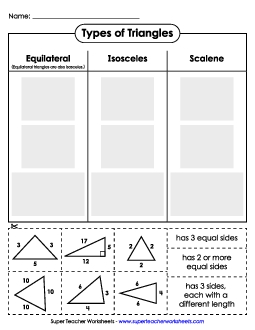 Cut and Glue: Equilateral, Isosceles, Scalene Triangles Worksheet