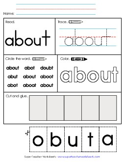 Worksheet 2: About Free Sight Words Individual Worksheet