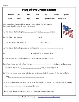 Flag Class Activity 1st Grade Social Studies Worksheet