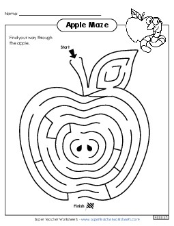 Apple Maze Brainteasers Worksheet