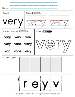 Very (Sight Word) Sight Words Individual Worksheet