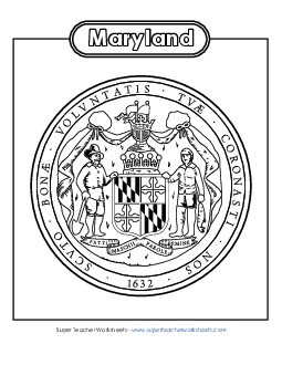 Maryland State Seal (Black & White) States Individual Worksheet