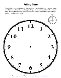 Cut-Out Clock with Advanced Tabs Time Worksheet