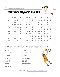 Summer Olympics Free Worksheet