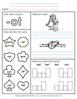 Worksheet 1 (-ot Words) Free Word Families Worksheet