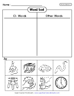 Word Sort (Cut and Glue)  Phonics Blends Worksheet