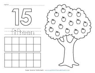 Apple Counting Mat: Fifteen Worksheet