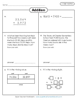 Variety Worksheet: 5-Digit Addition Worksheet