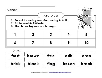 ABC Order: Cut-and-Glue (A-15) Spelling A Worksheet