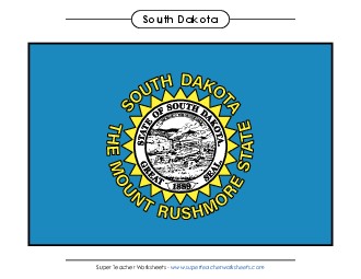 South Dakota State Flag (Full-Color Version) States Individual Worksheet