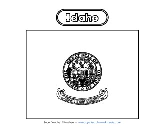 Idaho Flag Coloring Page States Individual Worksheet