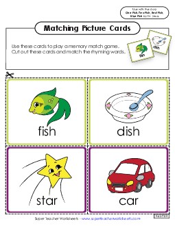 Rhyme Picture Matching Cards Free Picture Book One Fish Two Fish Worksheet