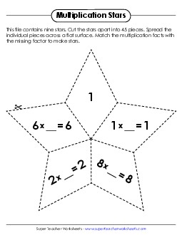 Multiplication Star Puzzles Worksheet