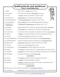 Spelling Test Sentences Spelling E Worksheet