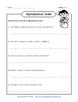 Alphabetical Order (D-17) Spelling D Worksheet