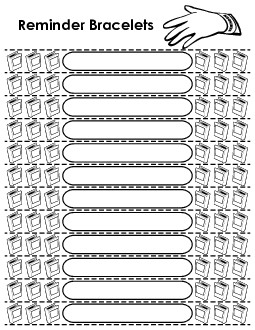 Blank Reminder Wristbands - Books Worksheet