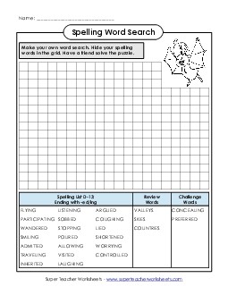 Make-a-Search (D-13) Spelling D Worksheet