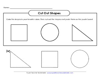 Square, Triangle, Circle Scissor Skills Worksheet