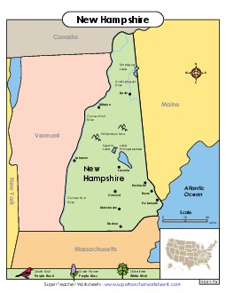 Map of New Hampshire State Maps Worksheet