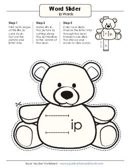 Word Slider (-ip Words) Word Families Worksheet