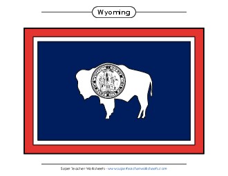 Wyoming State Flag (Full-Color Version) States Individual Worksheet