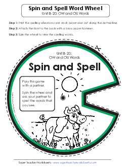 Spin and Spell (B-20) Spelling B Worksheet