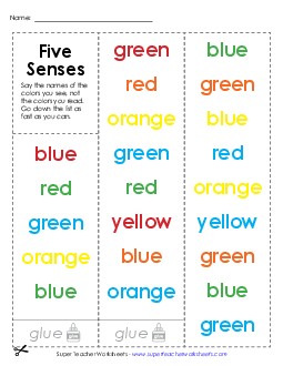 Stroop Test Brainteasers Worksheet