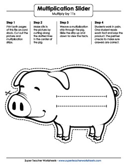 Math Slider: Pig Multiplication Worksheet