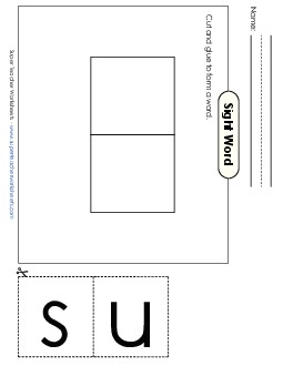 Large Cut-and-Glue: Us Sight Words Individual Worksheet