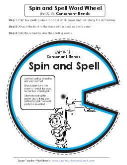 Spin and Spell (A-13) Spelling A Worksheet