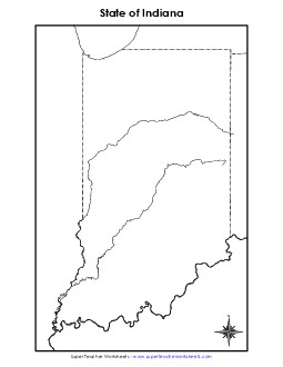 Indiana: Blank Map State Maps Worksheet