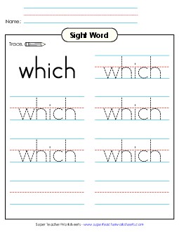 Trace the Word: Which Sight Words Individual Worksheet