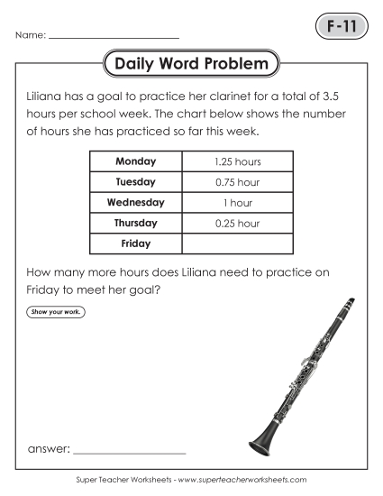 New Daily Word Problems<BR>F-11 through F-15 Worksheet