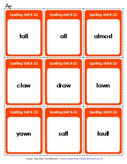 Flashcards (B-23) Spelling B Worksheet