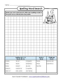 Make-a-Search (C-15) Spelling C Worksheet