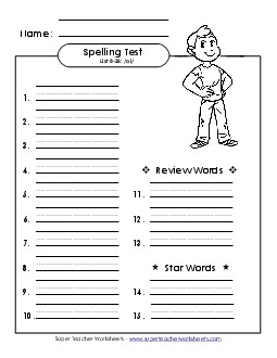 Spelling Test (B-26) Spelling B Worksheet